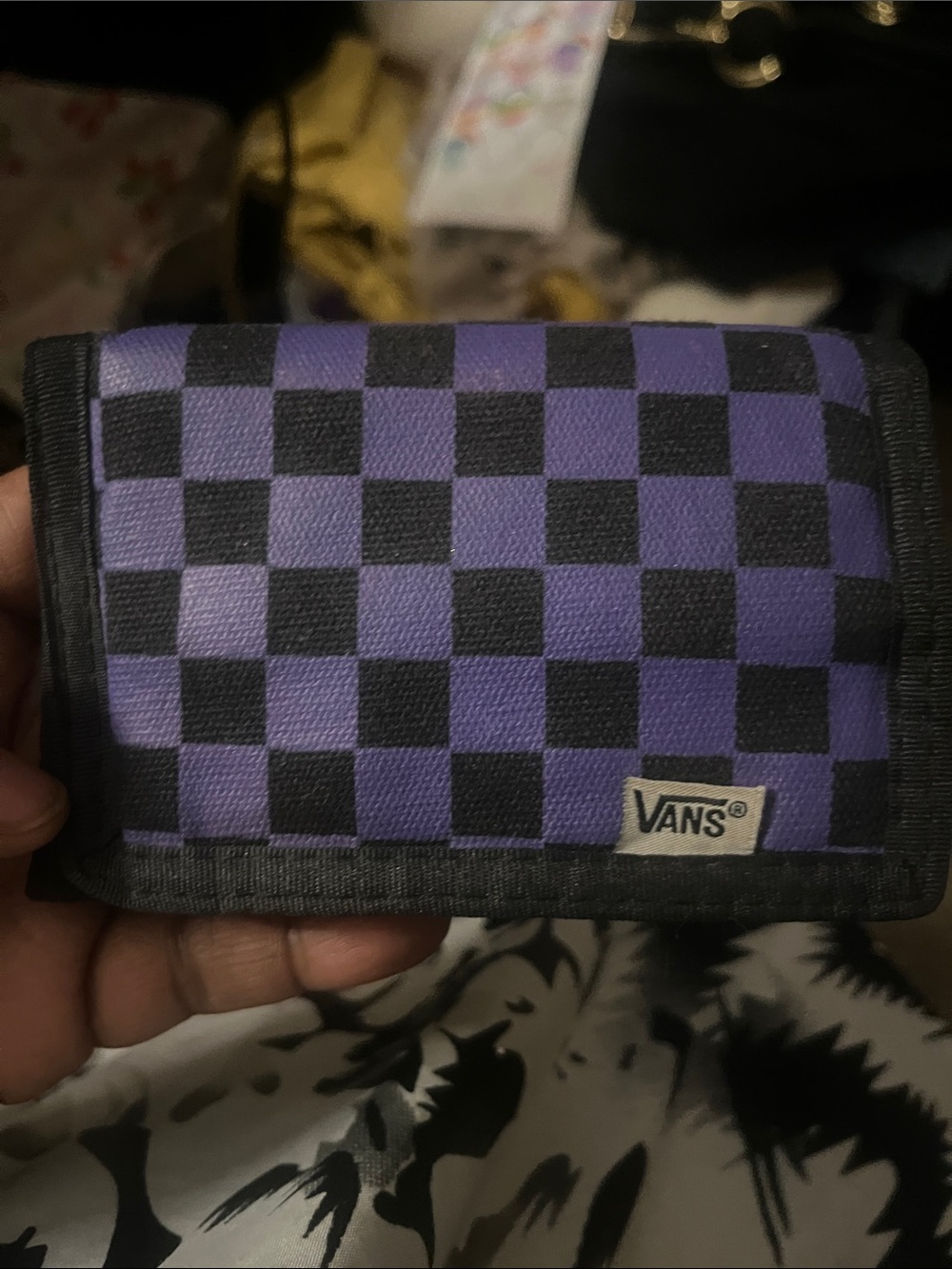 Vans Purple & Black Checkered Tri-Fold Wallet